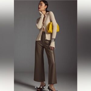 Maeve Colette Faux Leather Cropped Wide leg Pants grey 29 Tall